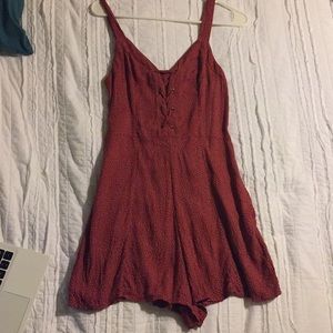 Red polka dot romper